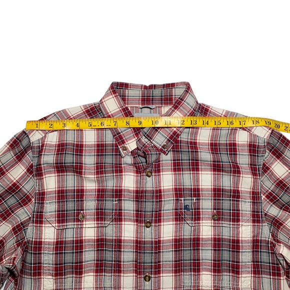 Carhartt | Men | Red Plaid Relaxed Fit Short Sleeve Button Down Shirt | Large - Picture 3 of 11